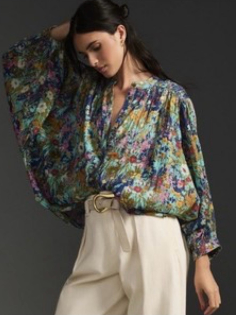 Anthropologie Pilcro Sidney Batwing Blouse Floral 100% Cotton